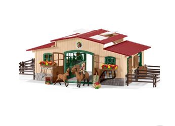 Stable with horses and accessories
