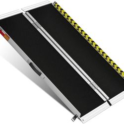 VNN Portable Wheelchair Ramp 4FT, Non-Slip Aluminum Folding Handicap Ramp - NEW
