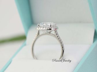 3 Ct Halo Cushion Cut Engagement Ring, Wedding Ring Set. size 4.5
