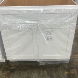 SUN Shaker White Bathroom Vanity $249 (36" wide)