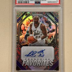 2023 Prizm Karl Malone Franchise Favorites Signatures Snakeskin  #FFMAL PSA 9