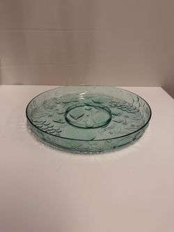 Vintage Style Teal Fruit Embossed Chip and Dip Platter