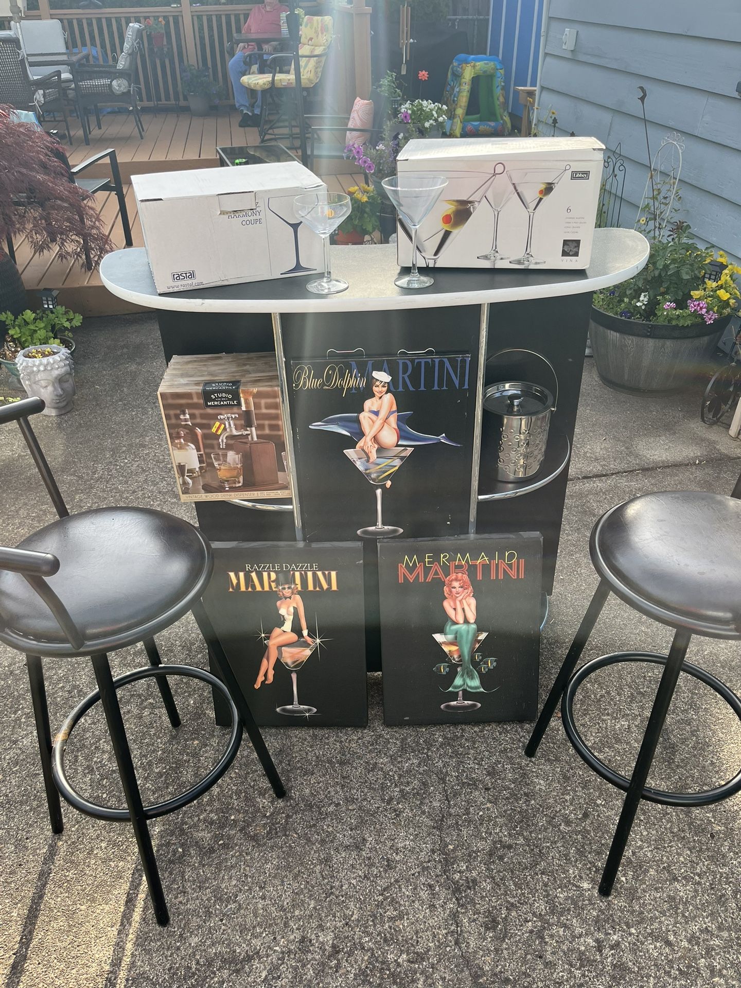 Bar, Stools And Supplies