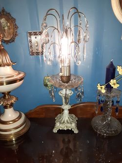 2 antique crystal lamps