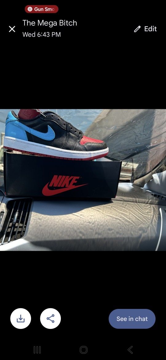 Womens Air Jordan 1 Retro Low OG - Black/DK Powder Blue-Gym Red