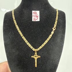 18K Solid Gold Italian Chain And Pendant 17.8Gr  20 Inches Long
