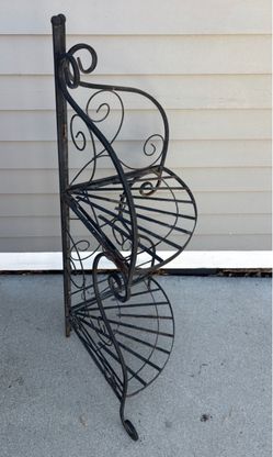 GUC Vintage Metal 2-Tier Foldable Corner Plant Stand (36” High) - $45