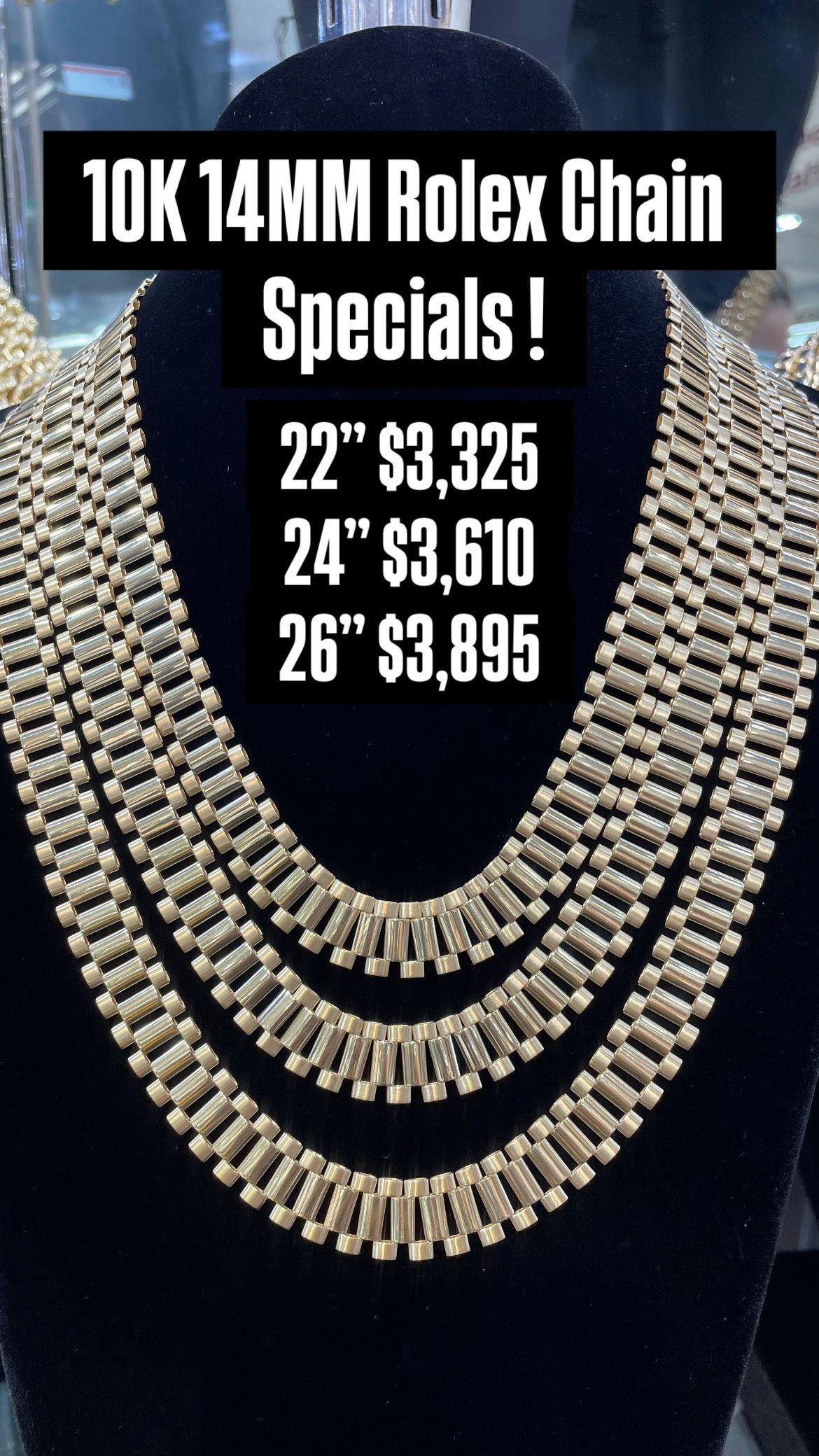 10K 14MM Rolex Chain Yellow Gold