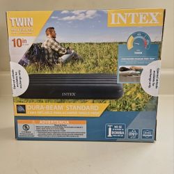 10" Intex Twin Blow Up Camping Air Mattress 39"×75"×10" Model #64732E. Factory sealed, new in the box! No pump included. Makes a great holiday Christm