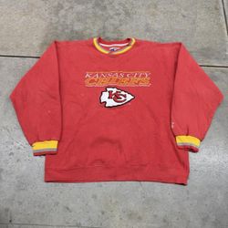 vintage kansas city chiefs starter cuffed crewneck size medium