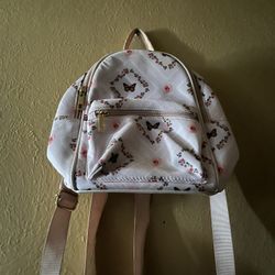 Pink And White Butterfly Small Women’s Backpack