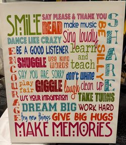 Inspirational words playroom or classroom canvas
