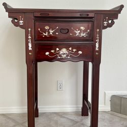 Rosewood Inlay Mother-of-Pearl Floral Table