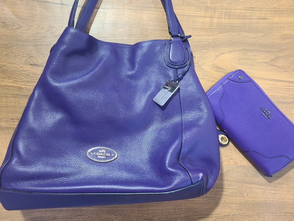 Coach Edie Purple With Wallet Vintage