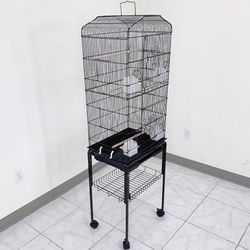 (New) $60 Bird Cage with Rolling Stand 18x14x60” Parrots Lovebird Cockatiel Parakeets