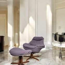 Mid-century Danish swivel lounge chair and ottoman
