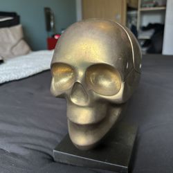 Decorative Gold/bronze Skull Which Opens To Stash Stuff 