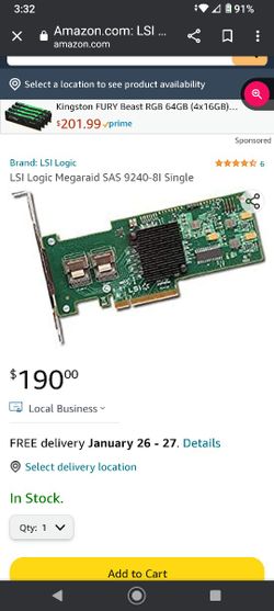 LSI Megaraid SAS 9240-8I Single Board