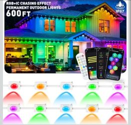 LITSOUL 600FT Permanent Outdoor Lights for House RGB+IC, Chasing Effect Smart RGB+IC Eave LED Lighting with 16 Million Colors, Waterproof Outdoor Stri