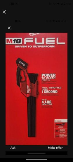 Milwaukee m18 fuel blower blower 450 cfm 120 mph with battery high output XC8.0Ah and rapid Charger m12v-m18v new one 