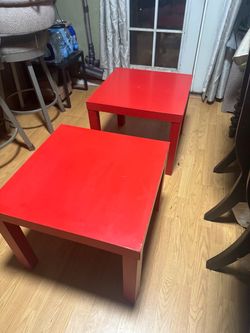 Red Square Side Tables – Set of 2