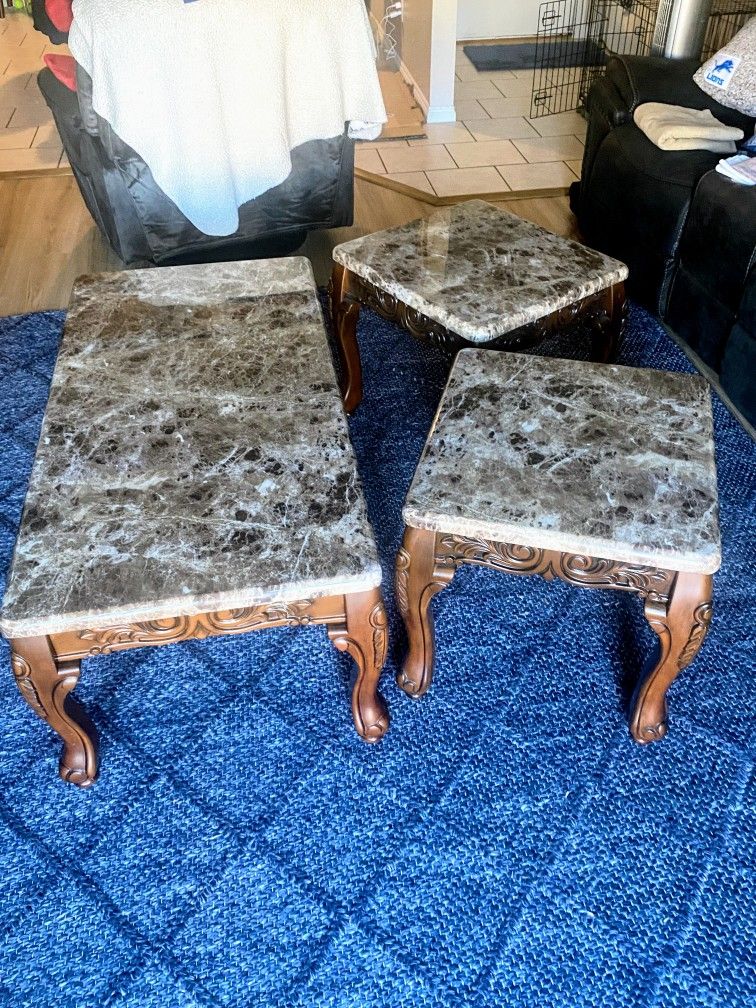 WAYFAIR RANEE COLLECTION MARBLE/GRANITE 3 PIECE TABLE SET