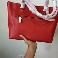 Red Coach Tote Bag