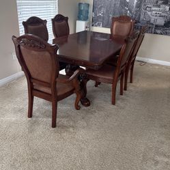 Premium Solid Wood Dining Table Set With Six Chairs.