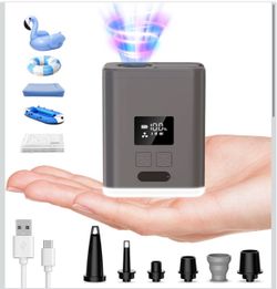 Battery -Portable Air Pump for Inflatables with LED Display & Camping Light, Electric Rechargeable Mini Air Pump for Po