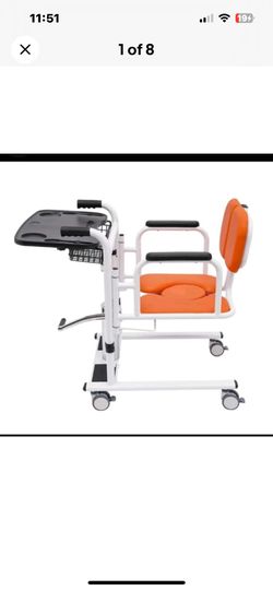 Patient Lift Transfer Chair for Elderly and Home, Portable Adjustable Height Lift Nursing Wheelchair 180° Split