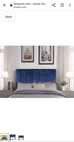 Headboard Blue Velvet Full/Queen