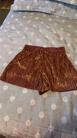 Metallic Pleated Mini Shorts