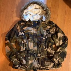 Ashley by 26 International Womens XL Camo Anorak Jacket Sherpa Lined Hooded