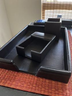 🔥 Executive Elegance in Espresso – Bey-Berk Leather Desk Set 🔥