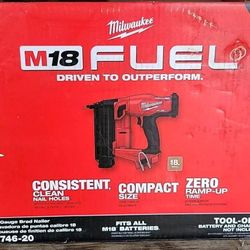 New Milwaukee 18 Volt M18 Fuel 18 Gauge Brad Nailer Model # 2746-20