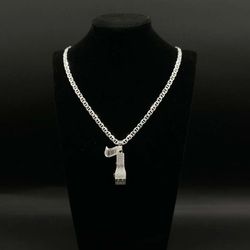 silver chain with razor pendant