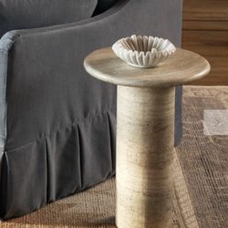 Lulu & Georgia Mona Indoor / Outdoor Drink Table - Dusk Travertine