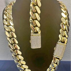 Miami Cuban Link Gold Plated Chain Heavy High Quality Regular Lock