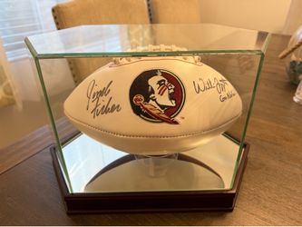 Jimbo Fisher Mickey Andrews FSU Florida State Seminoles Autographed Football w/Glass Display Case