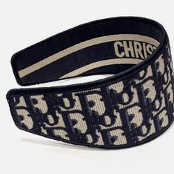DIOR Women's Navy Blue Logo D-Oblique Headband Hair Accessory