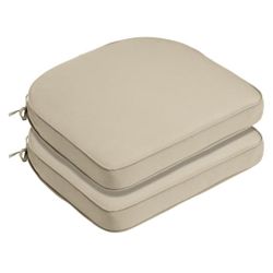 Outdoor Chair 21x21 Cushions Set, Waterproof & Fade Resistant Chair Pad with Ties for Patio, Garden, Terrace, Khaki, Set of 2