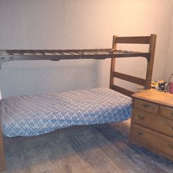 Twin Bunk Bed W/ Dresser And Mattress
