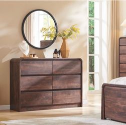 Modern Farmhouse 6 drawers dresser for bedroom 47in wide Brown