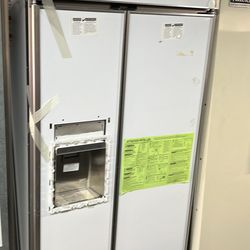 OPEN BOX GE MONOGRAM 36”WIDE BUILT IN SIDE BY SIDE REFRIGERATOR PANEL READY 