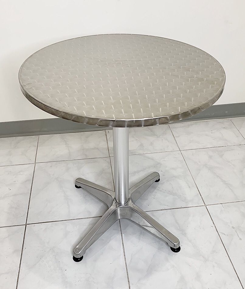 $20 NEW Round 24” Aluminum Indoor Outdoor Table Stainless Steel Top with Base 27”H