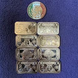 Lot of 8x 1oz Copper Bullion Bars + Colorized Coin – Collectible Copper Lot