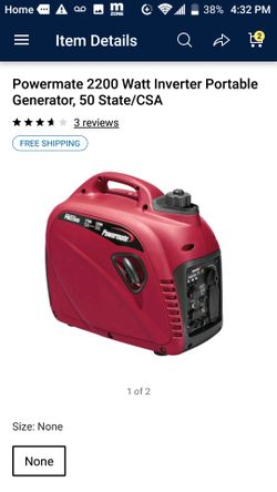 Powermate 2200 Watt inverter Portable generator