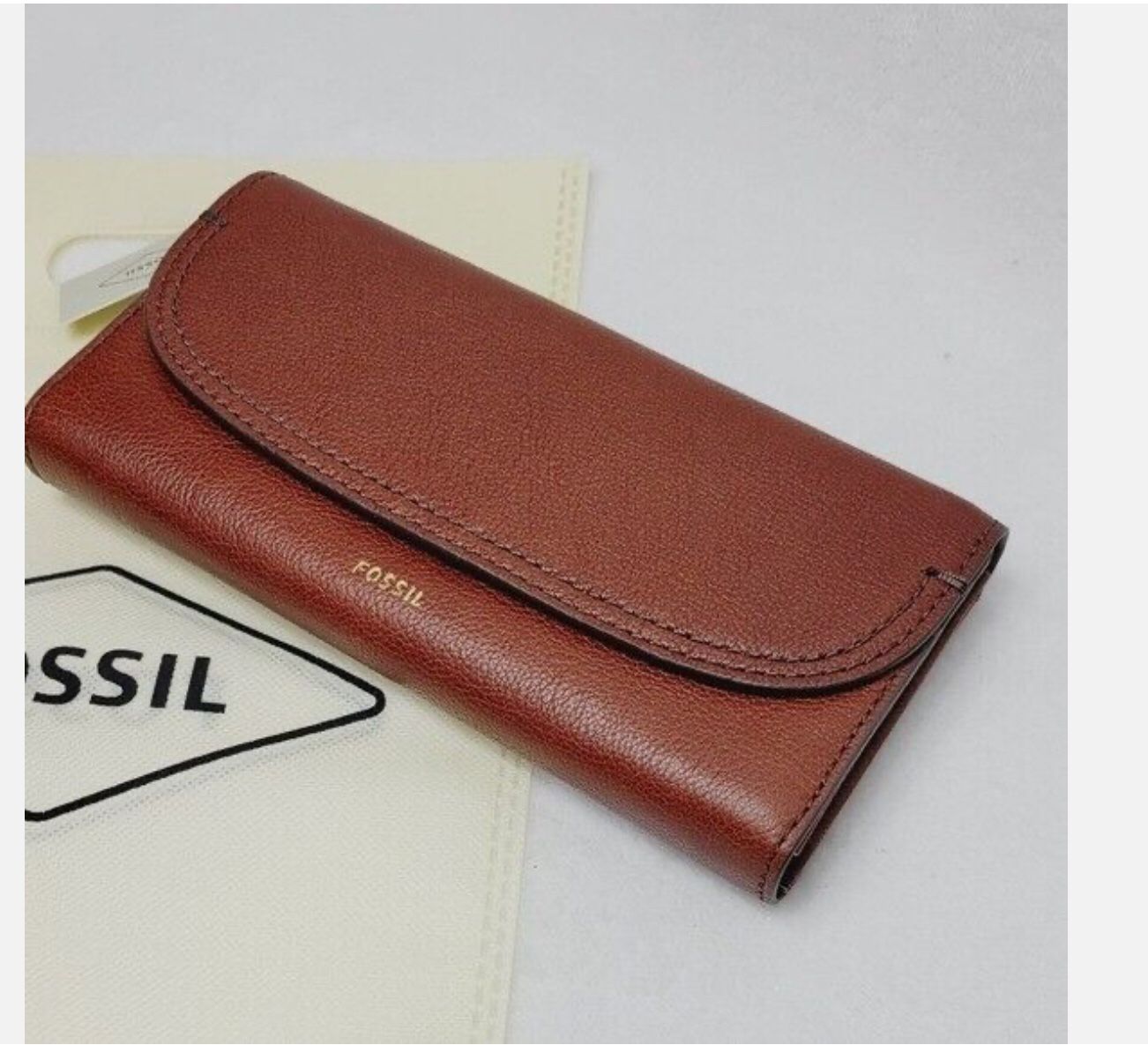 Brand New Fossil Cleo Clutch Brown Wallet