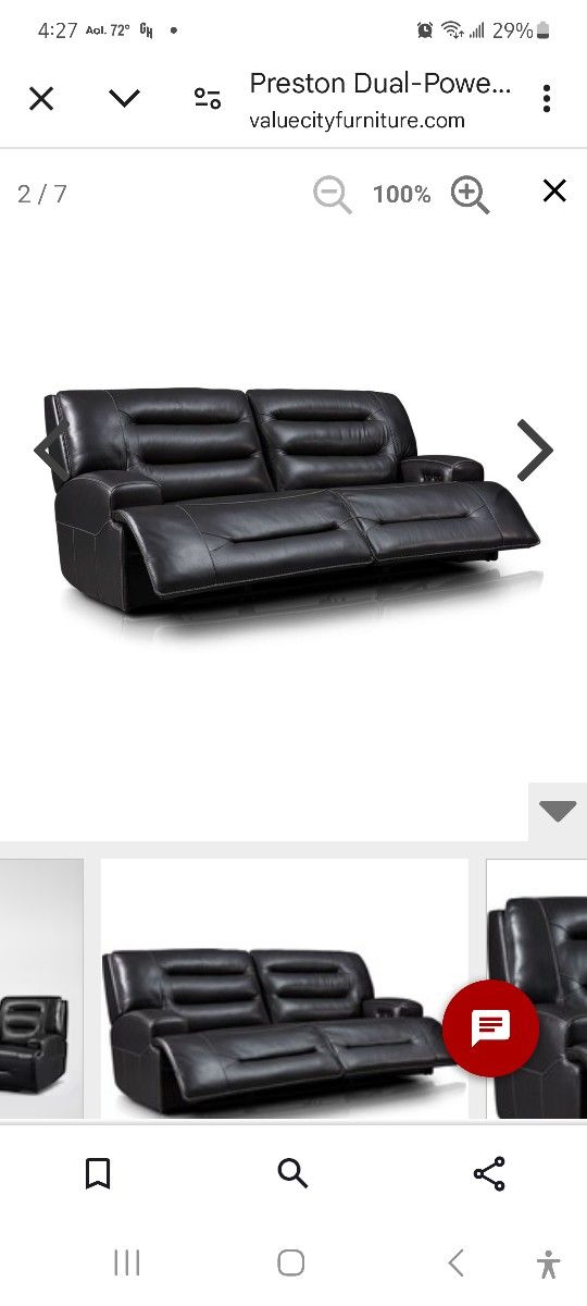 100% Genuine Leather Power Reclining Set
