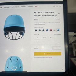NEW EVOSHIELD XVT2.0 Batting Helmet With Softball Face Mask In Blue. SIZE:S/M